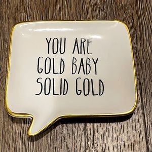 White with gold trim tray/trinket dish